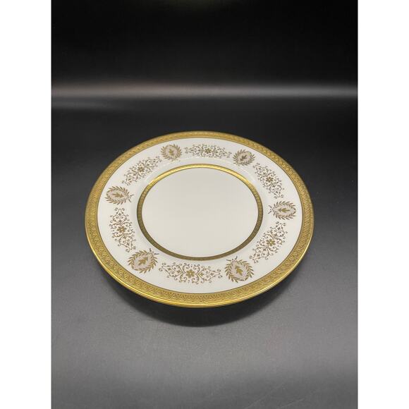 Coalport Lady Anne Salad Plate with Gold Encrusted Bands & Scrolls Bone China - Picture 2 of 6